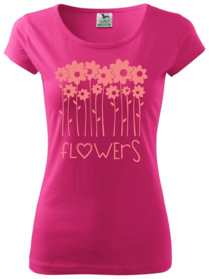 Dámske tričko milujem kvety - purpurové